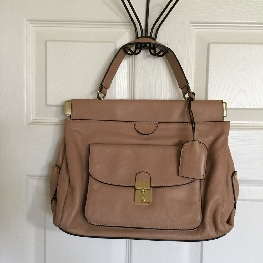 Tory Burch Nude Priscilla Small Frame Satchel no strap